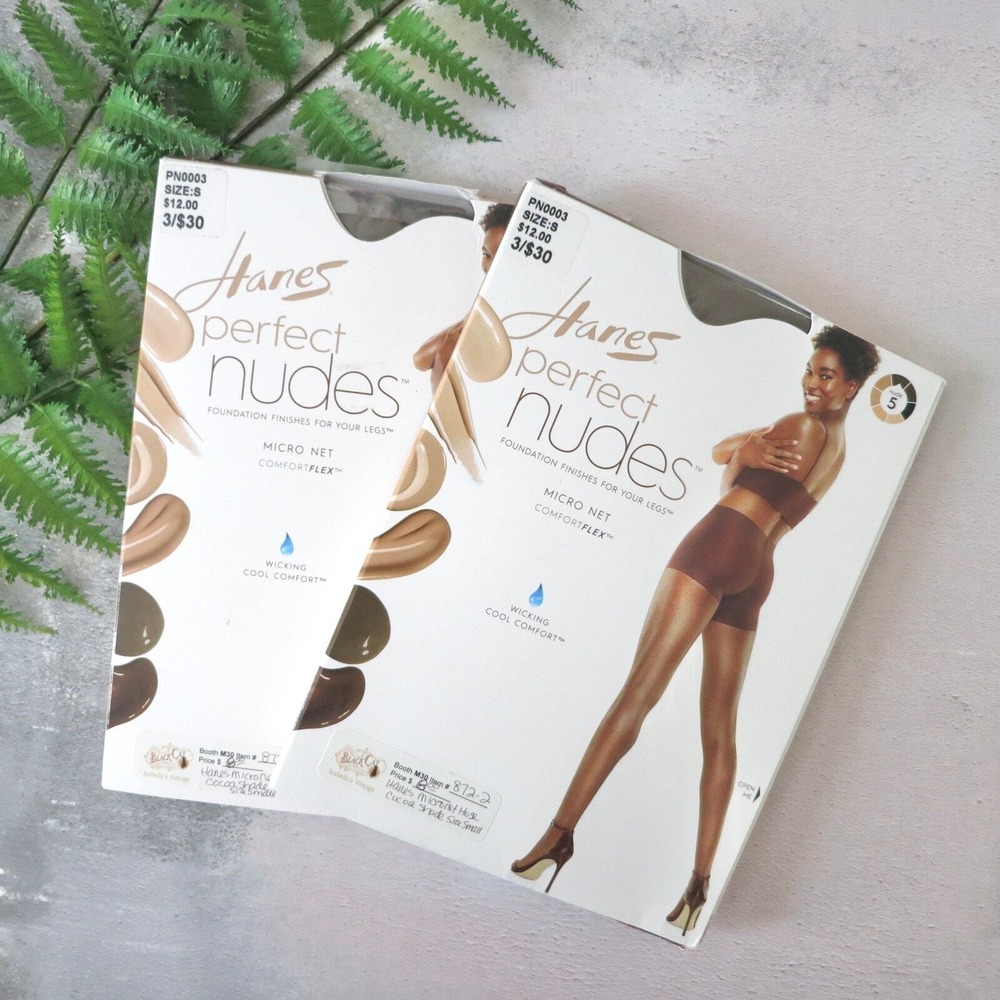 Hanes Perfect Nudes Tights S Cocoa Sheer Pantyhose Filter Gaze Aesthetic 2 Pair